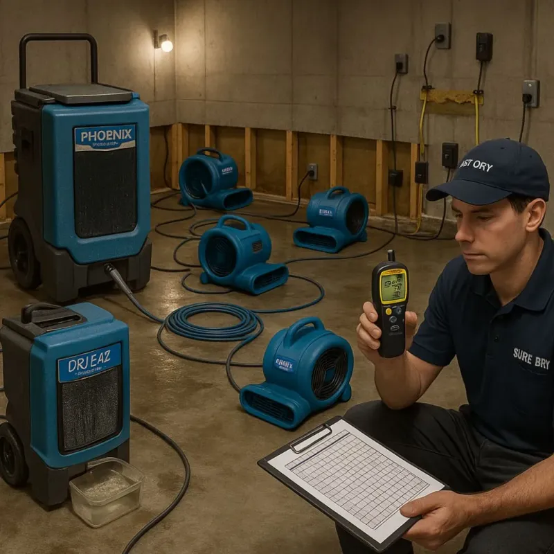 Structural Drying and Dehumidification process in Overton, TX
